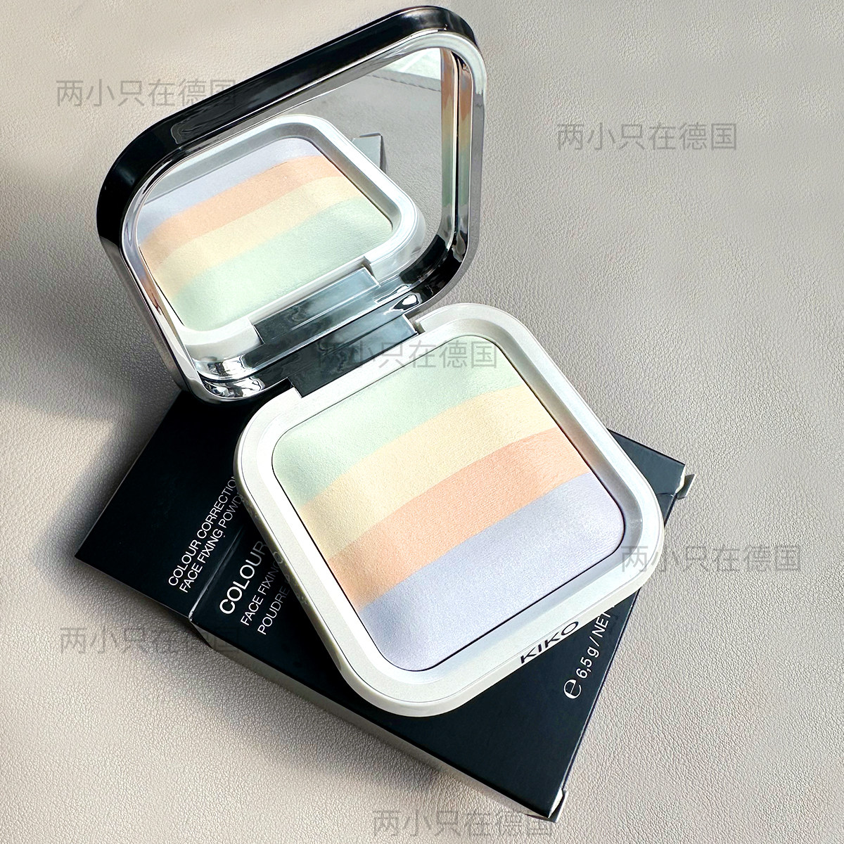 现货KIKO四色面部定妆粉饼修容盘调色校正持久Colour Correction