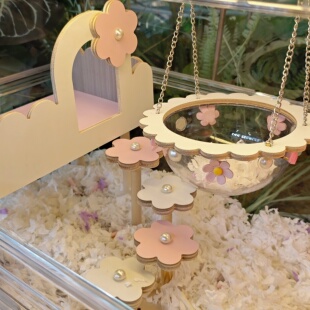 仓鼠金丝熊蜜袋鼯亚克力笼子造景玩具吊篮跑轮秋千楼梯芦丁鸡平台