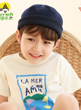 伊米伦瓜皮帽男童鸭舌帽韩版儿童无檐棒球帽复古宝宝地主帽亲子帽