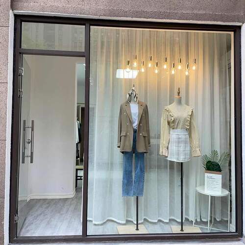 橱窗服装店纱帘美容院透光不透人
