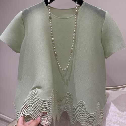 2026春夏装纯色蕾丝边大码妈妈装