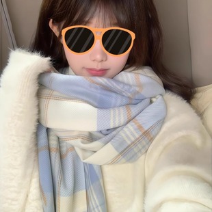 围巾女冬季格子网红新款韩系高级氛围感披肩百搭保暖学生围脖男