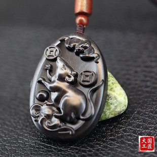 檀木吊坠十二生肖黑檀项链男女款无事牌木牌礼物木质挂件属相虎牌