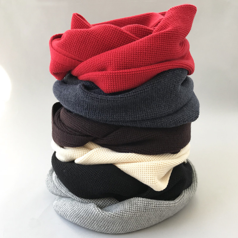 高档韩版秋冬季男女纯色加厚针织毛线黑色护颈大围脖米白保暖套头