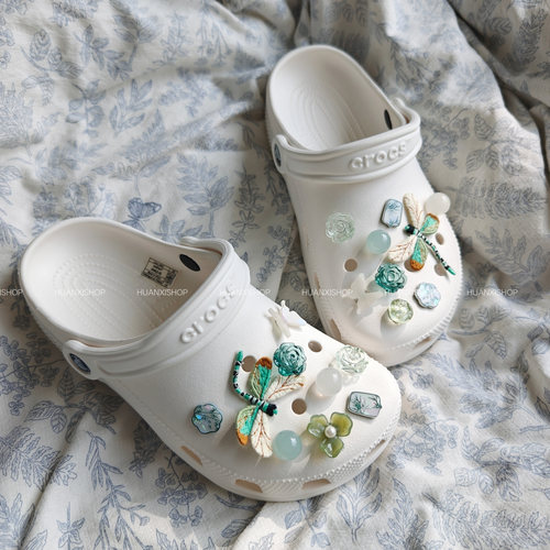 玉露栖蜓丨洞洞鞋鞋花中式古风卡骆驰鞋扣清冷感鞋花百搭鞋面配饰