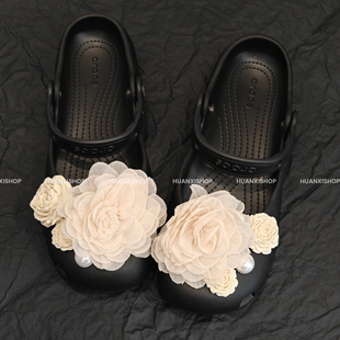 予你温软丨超温柔奶白色洞洞鞋鞋花croc卡骆驰鞋扣芭蕾舞鞋花少女