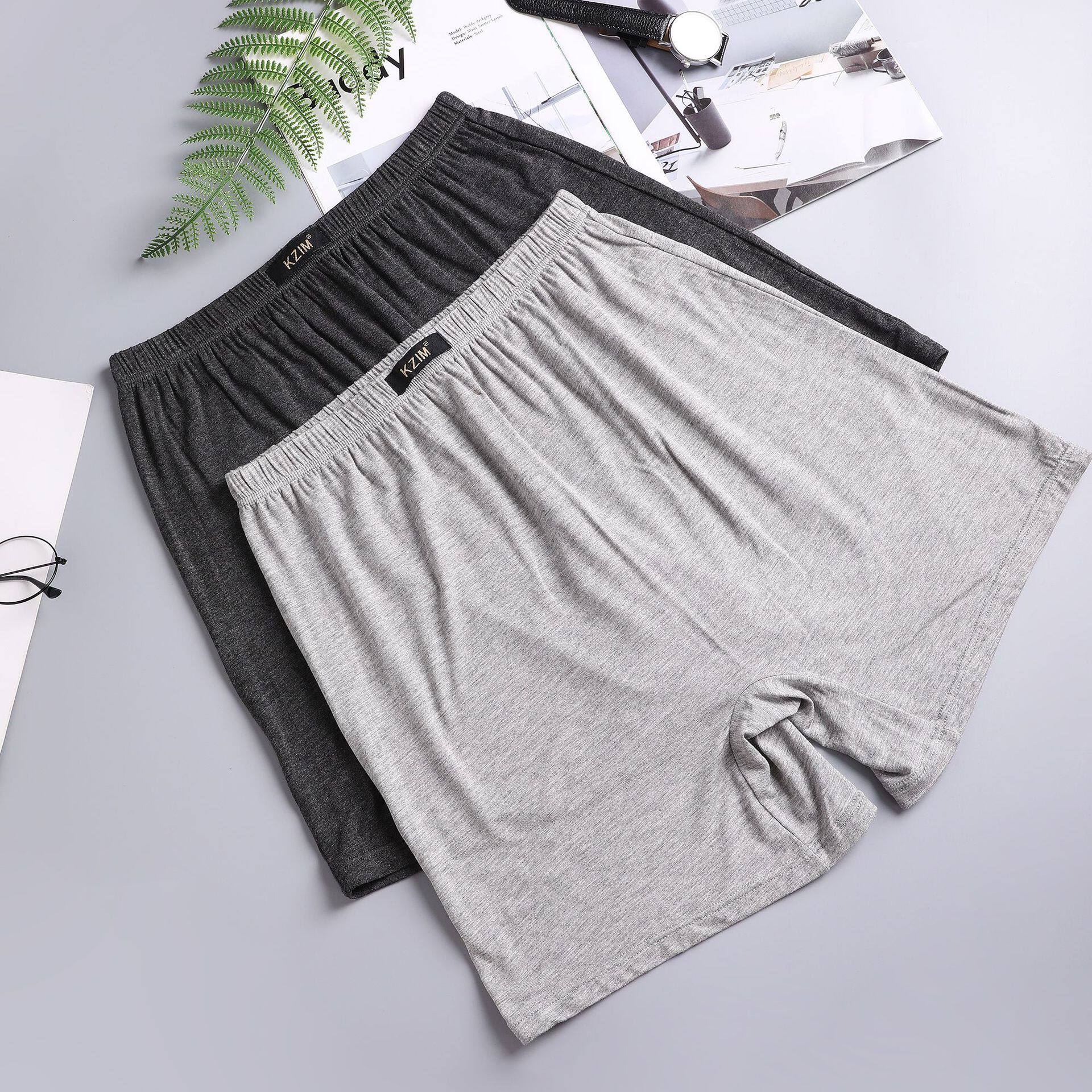 男士纯棉肥佬内裤中老人加长短裤男平角裤加大码宽松全棉四角裤头