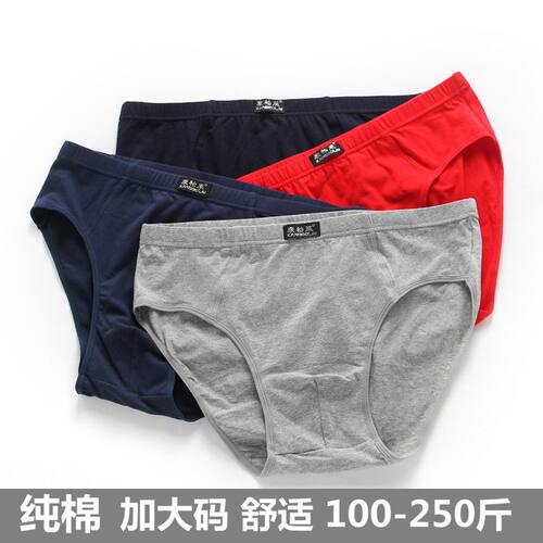 男士内裤男三角裤纯棉薄胖子大码