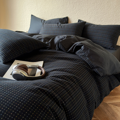 简约双层纱波点四件套