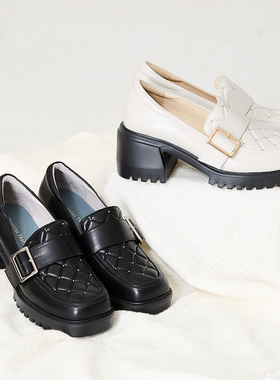 ORiental TRaffic日系秋冬新款设计感珠钉时尚方跟搭扣增高单鞋女