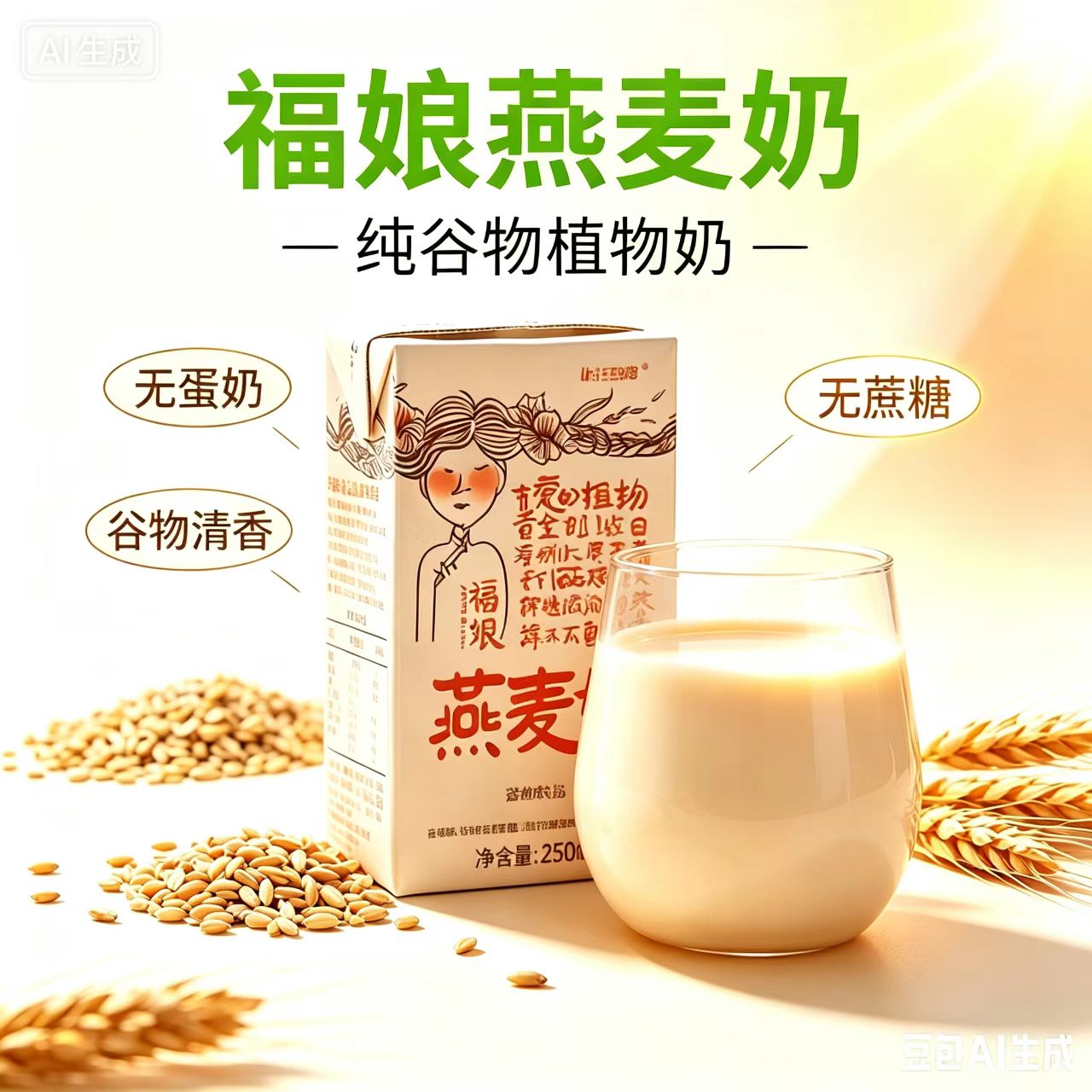 福娘燕麦奶有机植物奶青稞纯素食早餐饮料佛家送礼无糖植物奶