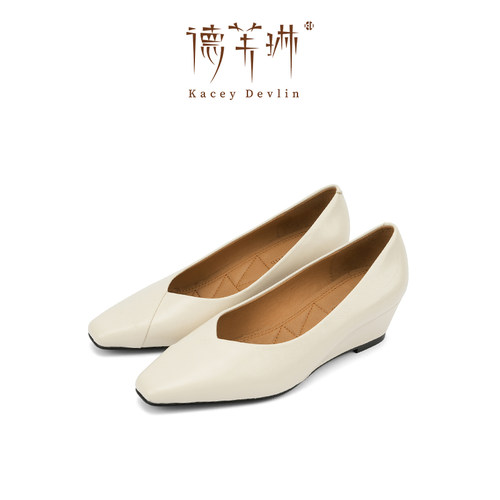 德芙琳鹿皮超软坡跟奶奶鞋女款