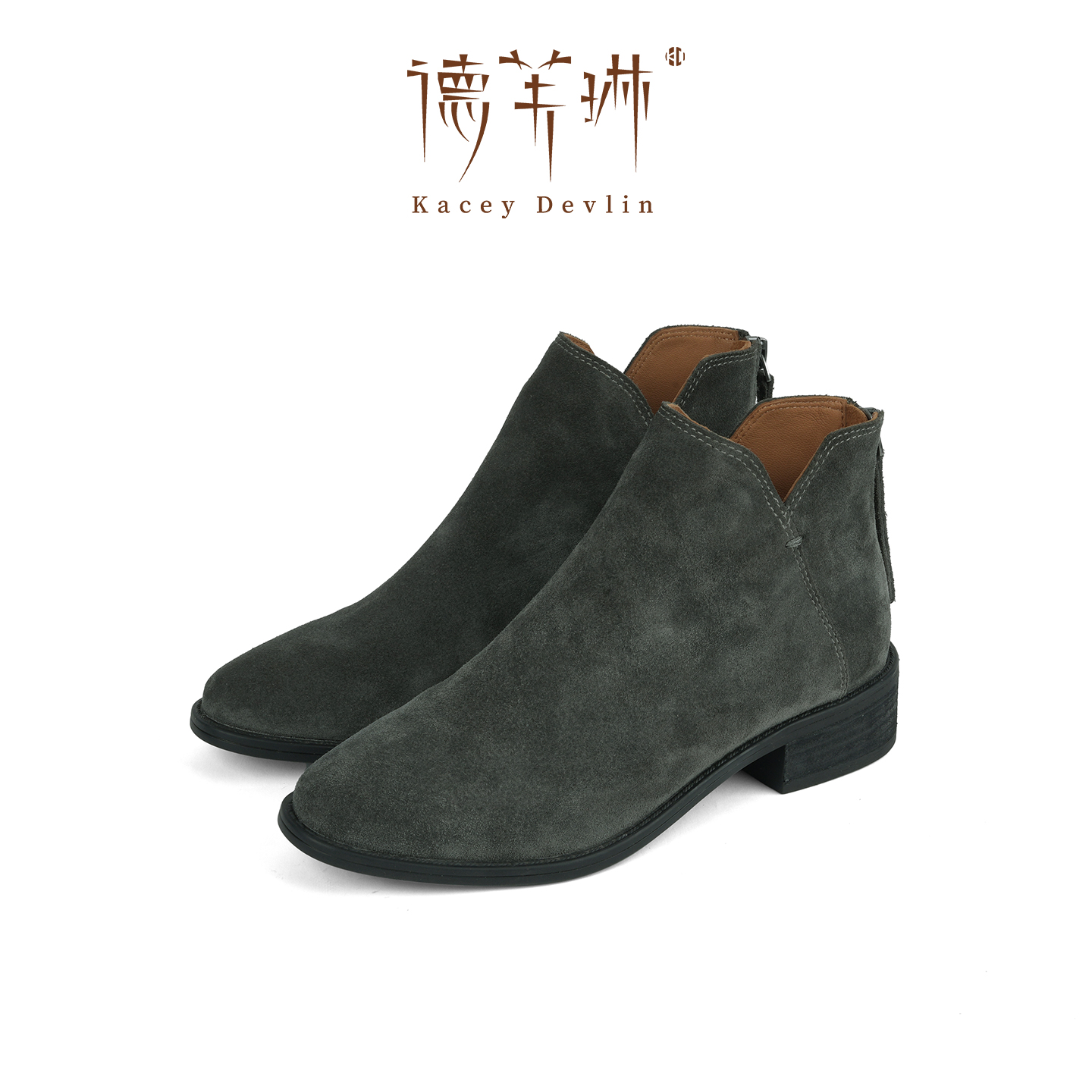 德芙琳爆款粗跟气质小短靴