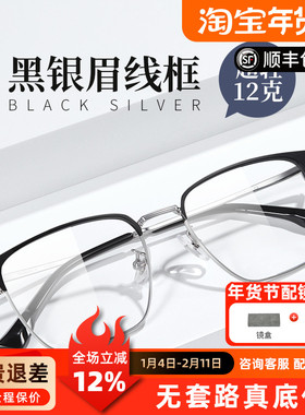 斯文近视眼镜框S26302男款可配度数防蓝光超轻钛架眉线框眼镜架Q