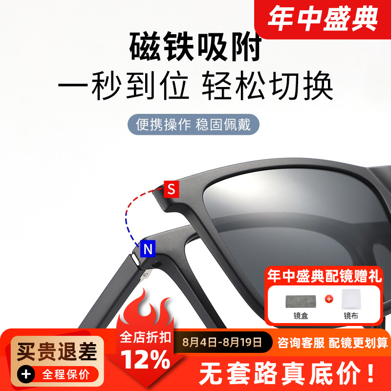 超轻男款全框磁吸套镜偏光太阳镜开车钓鱼专用墨镜近视眼镜12185Q