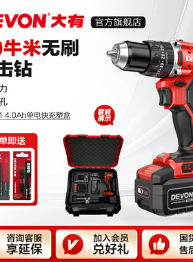 大有锂电无刷冲击钻DID201家用充电手电钻90牛米大扭矩电钻起子机