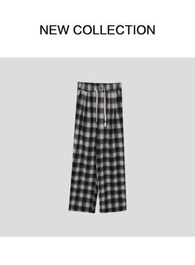 休闲百搭格子宽松裤K1F58008-8008裤子秋冬阔腿