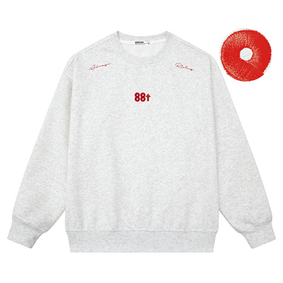 88rising 基础青春学院风花体logo刺绣简约百搭情侣套头圆领卫衣
