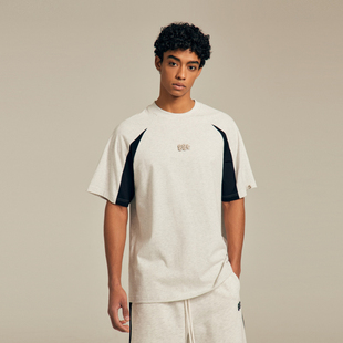 【Warren Hue同款】88rising分割撞色金属字母美式插肩短袖T恤