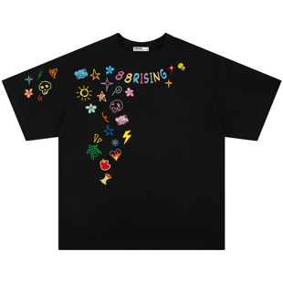 88rising短袖T恤美式潮流卡通涂鸦字母Logo休闲舒适纯棉情侣上衣
