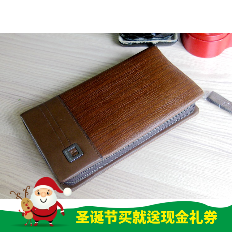都宝路正品男士手拿包高档双拉链大容量手包头层软牛皮包钱包男