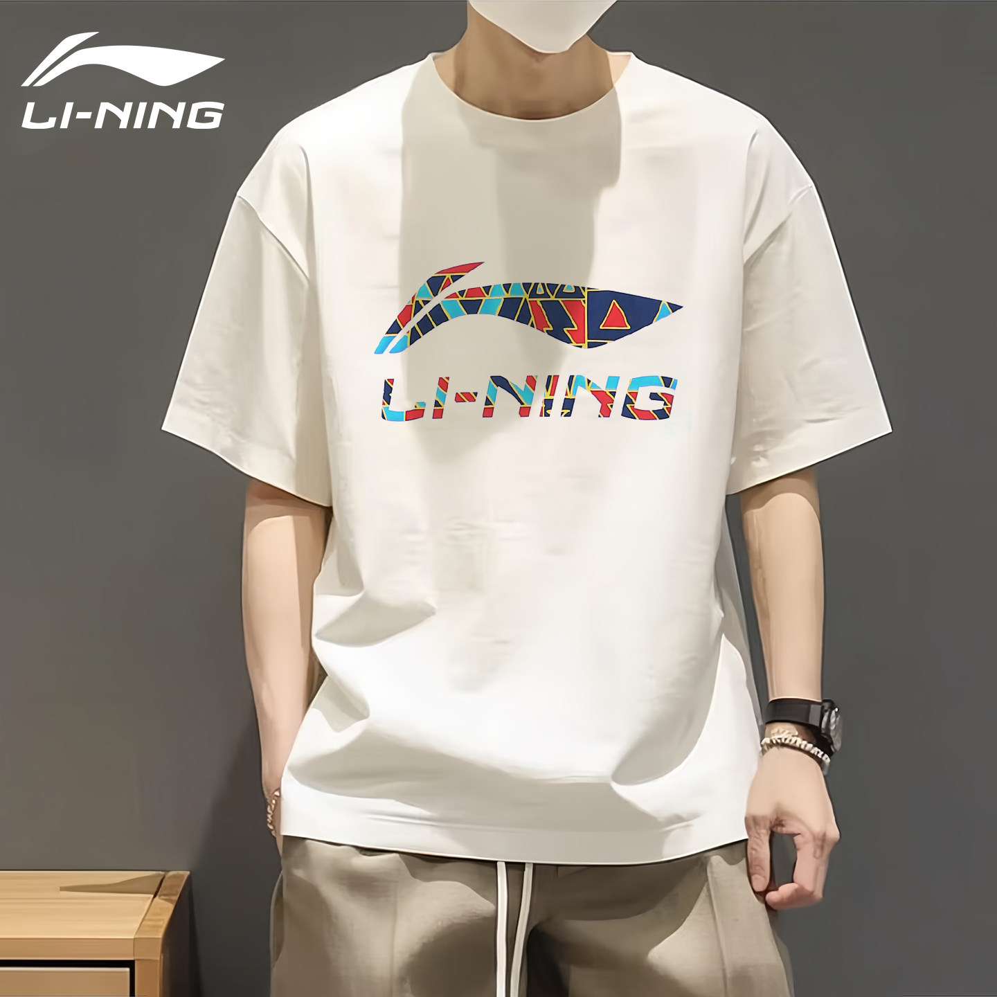 李宁短袖T恤纯棉夏季青少年休闲宽松透气半袖男2026新款女士跑步
