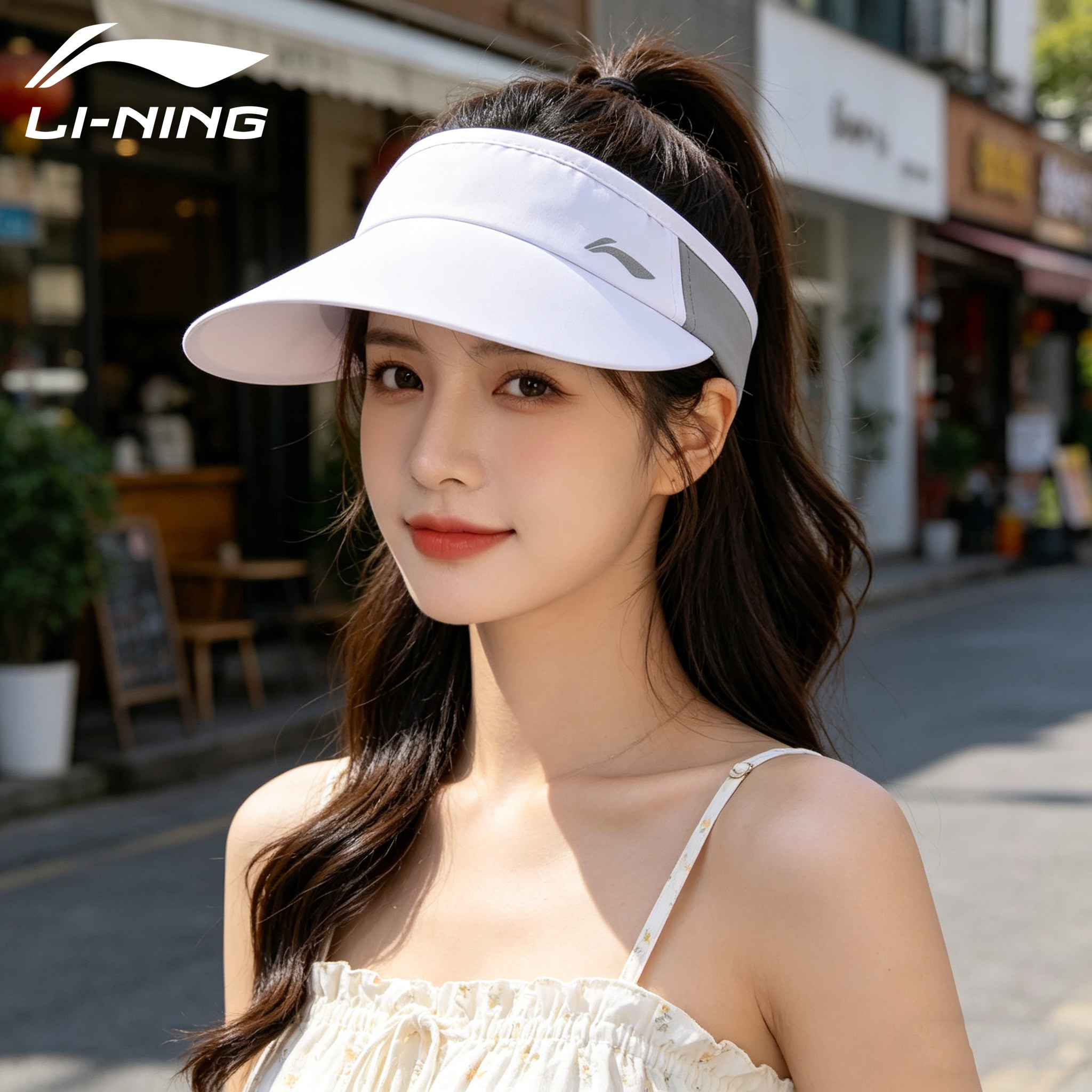 李宁防晒空顶帽女夏季薄款户外运动防紫外线帽子小帽檐透气遮阳帽