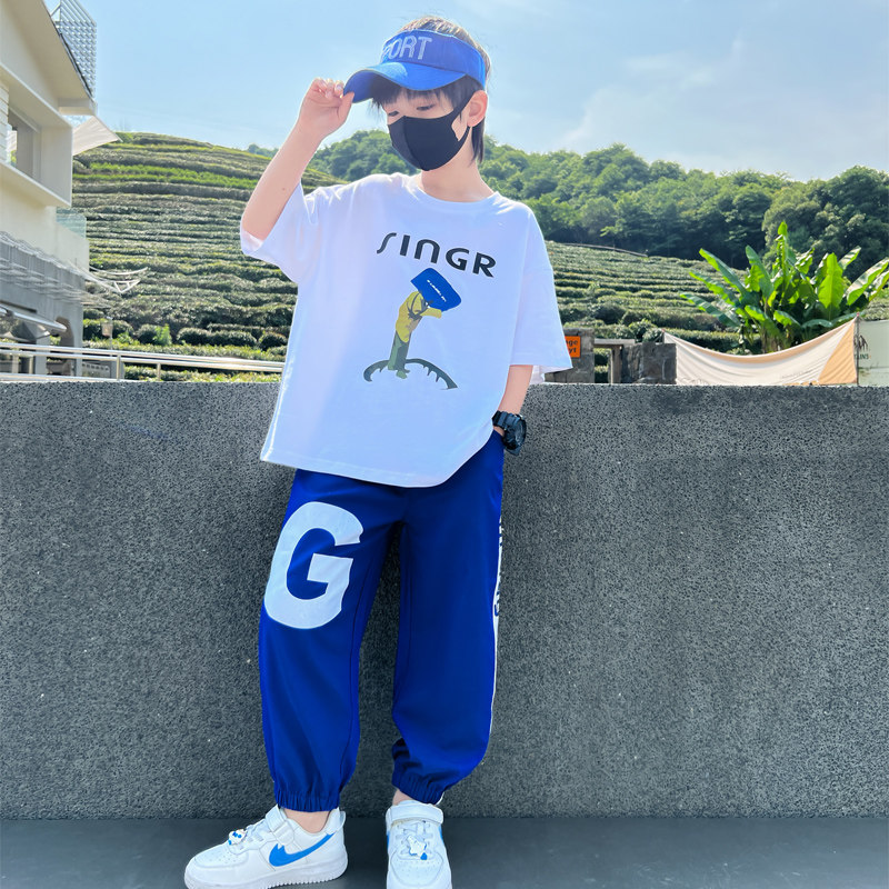 10岁男大童夏装套装2025新款中大童洋气韩版短袖长裤网红两件套12