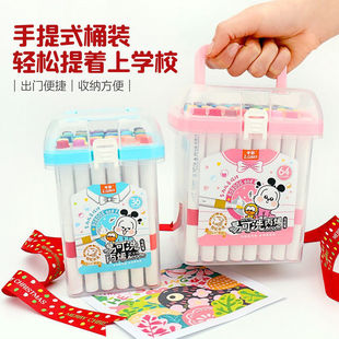 中彩立盒桶装丙烯马克笔学生幼儿园可水洗水彩笔专用美术儿童绘画