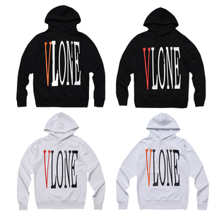 基础款 VLONE 下摆帽衫 卫衣背后大V 男女情侣休闲宽松潮牌街头百搭