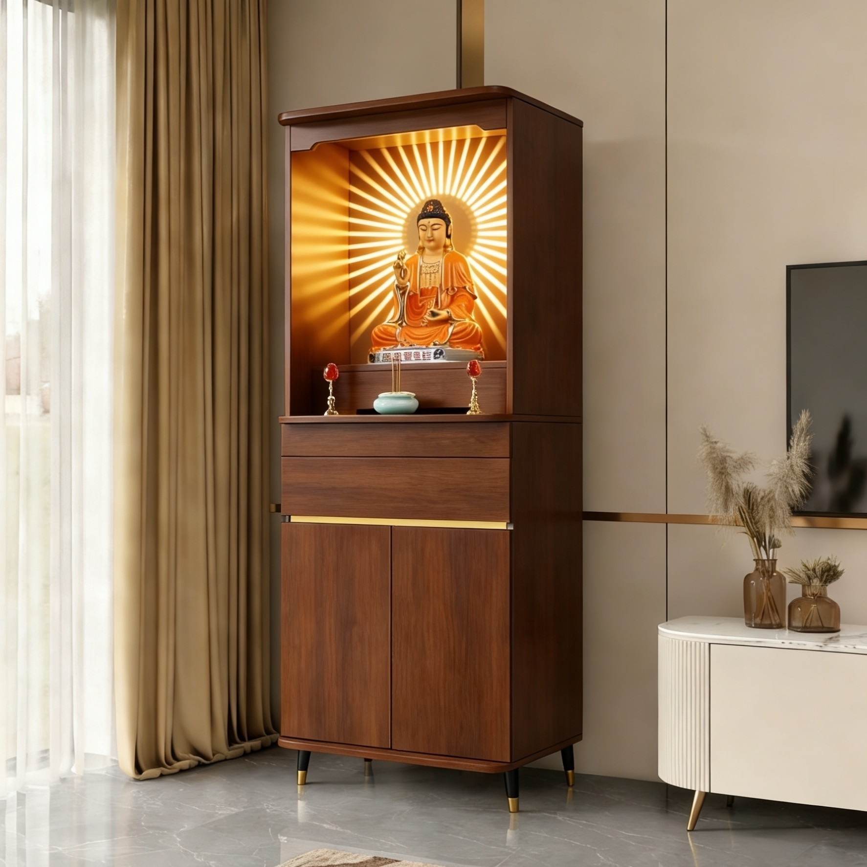 客厅现代轻奢佛龛供桌神台小型神龛立柜家用佛台佛柜财神爷香案台,住宅家具,佛柜/佛龛,淘宝优惠券,粉丝福利购,淘宝优惠卷