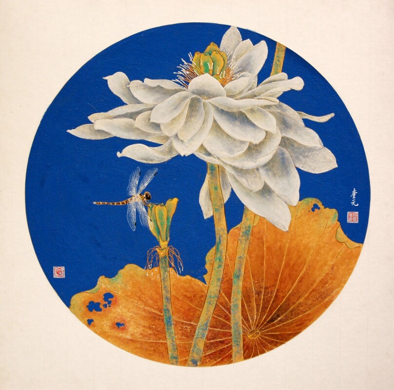 新款印花餐厅圆形蜻蜓十字绣正品