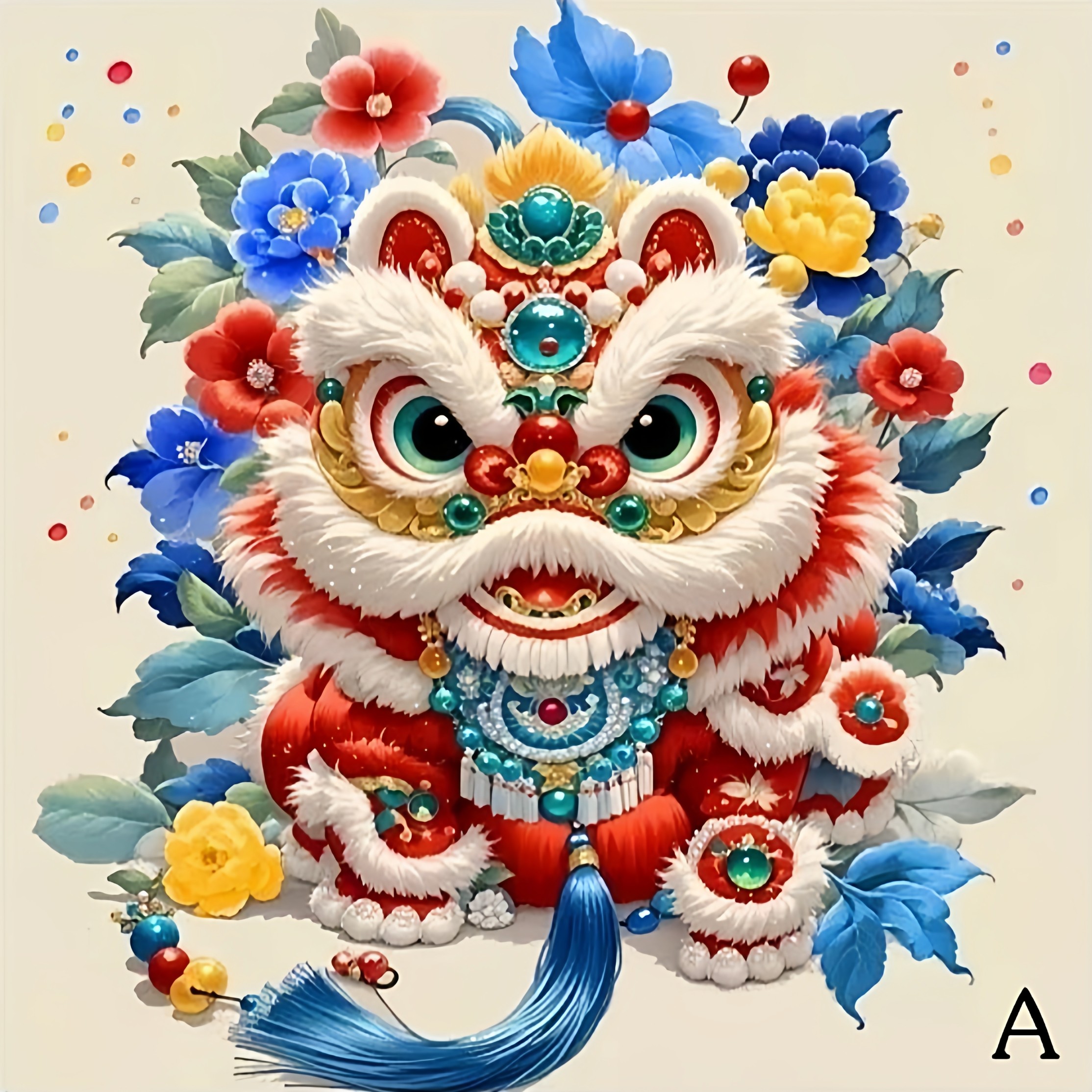 新款正品DMC十字绣手工纯棉线绣满绣卧室儿童房 中国风 醒狮纳福