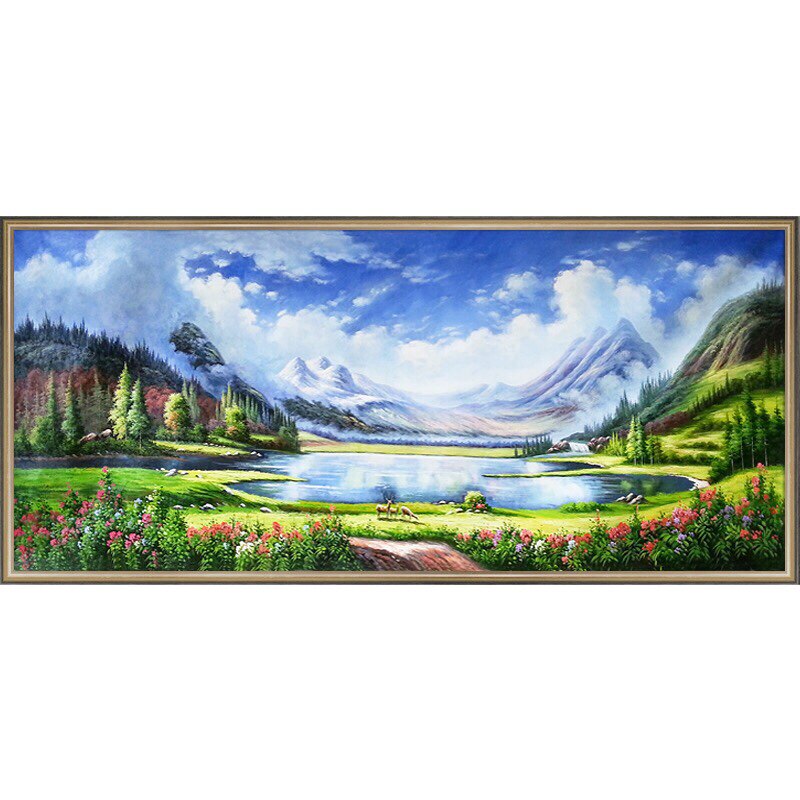 新款印花正品DMC十字绣套件客厅别墅招财山水风景大画欧式聚宝盆