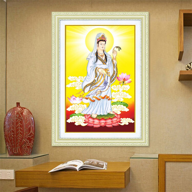 套件玄关竖版佛像观音菩萨十字绣