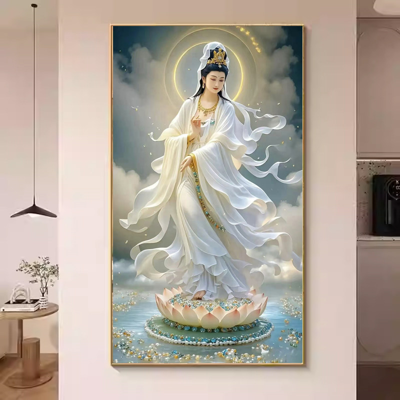 新款正品DMC十字绣客厅玄关竖版人物佛堂观音画像 观世音菩萨1