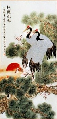 dmc精准风大画松鹤长春十字绣