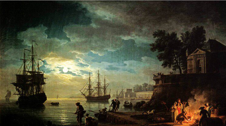 精准印花法国正品DMC十字绣 客厅大画 世界名画 港口月夜