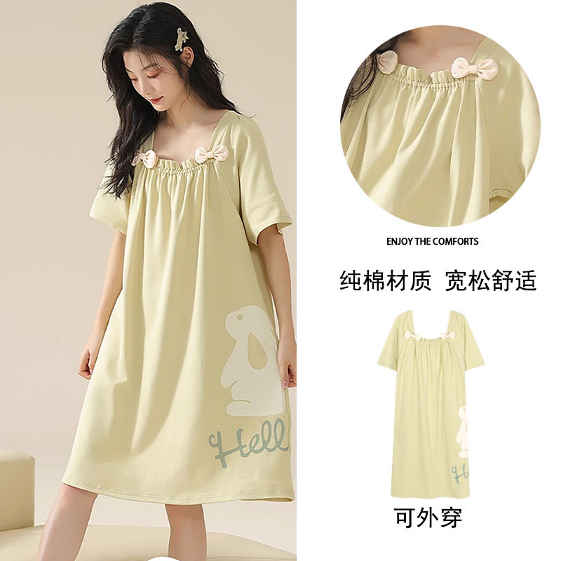 睡裙女款夏季纯棉带胸垫2026新款夏天夏款女士舒适睡衣女性感