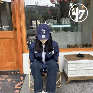 MLB系列47brand软顶棒球帽Jennie金珍妮同款 NY藏青红袜B联名男女