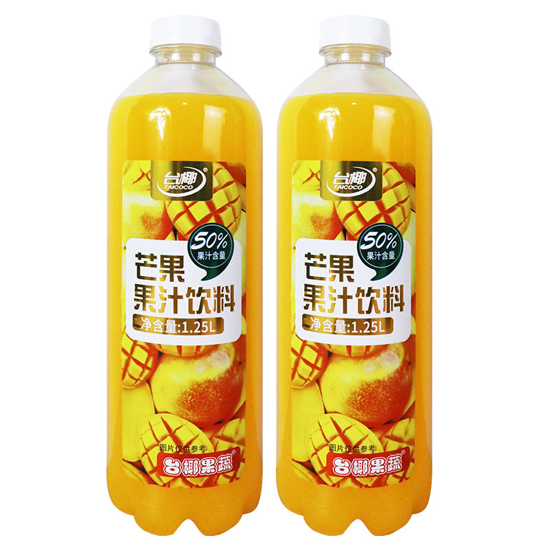 台椰果蔬果汁饮料1.25l芒果口味果汁饮品50%原果浆大瓶分享装