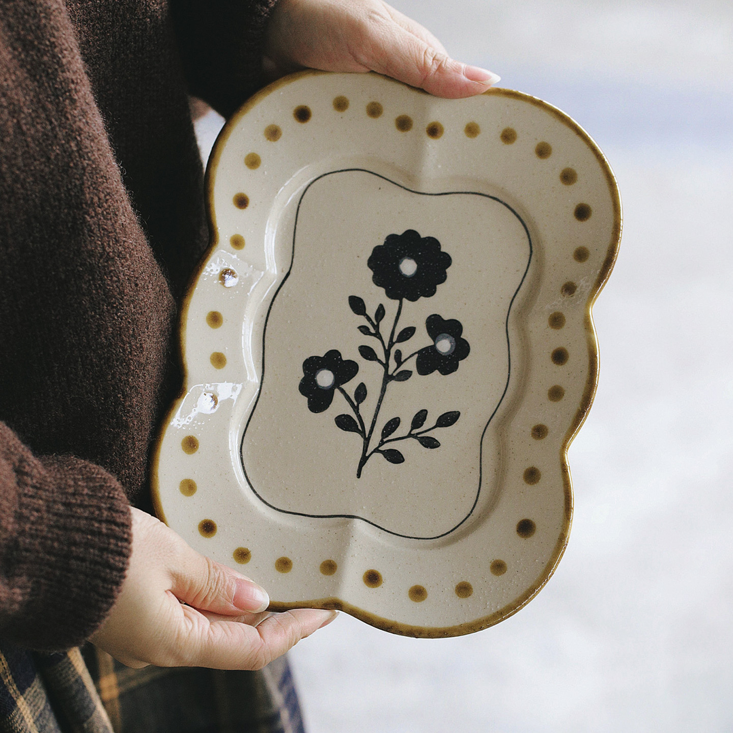 花瓣边长圆盘子甜品点心寿司盘