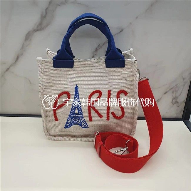 韩国订单剩余~代工厂推荐~韩国潮牌联名帆布手拎包斜挎包清新撞色