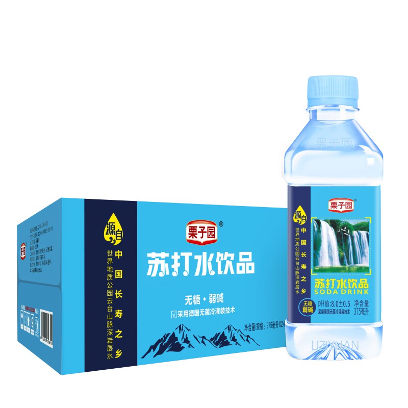 栗子园苏打水375ml*24瓶无汽饮料