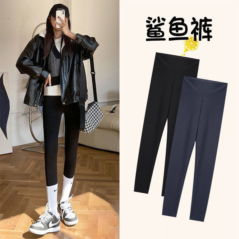 打底裤女裤外穿春秋薄款黑色裤子2024新款芭比鲨鱼裤显瘦高腰弹力
