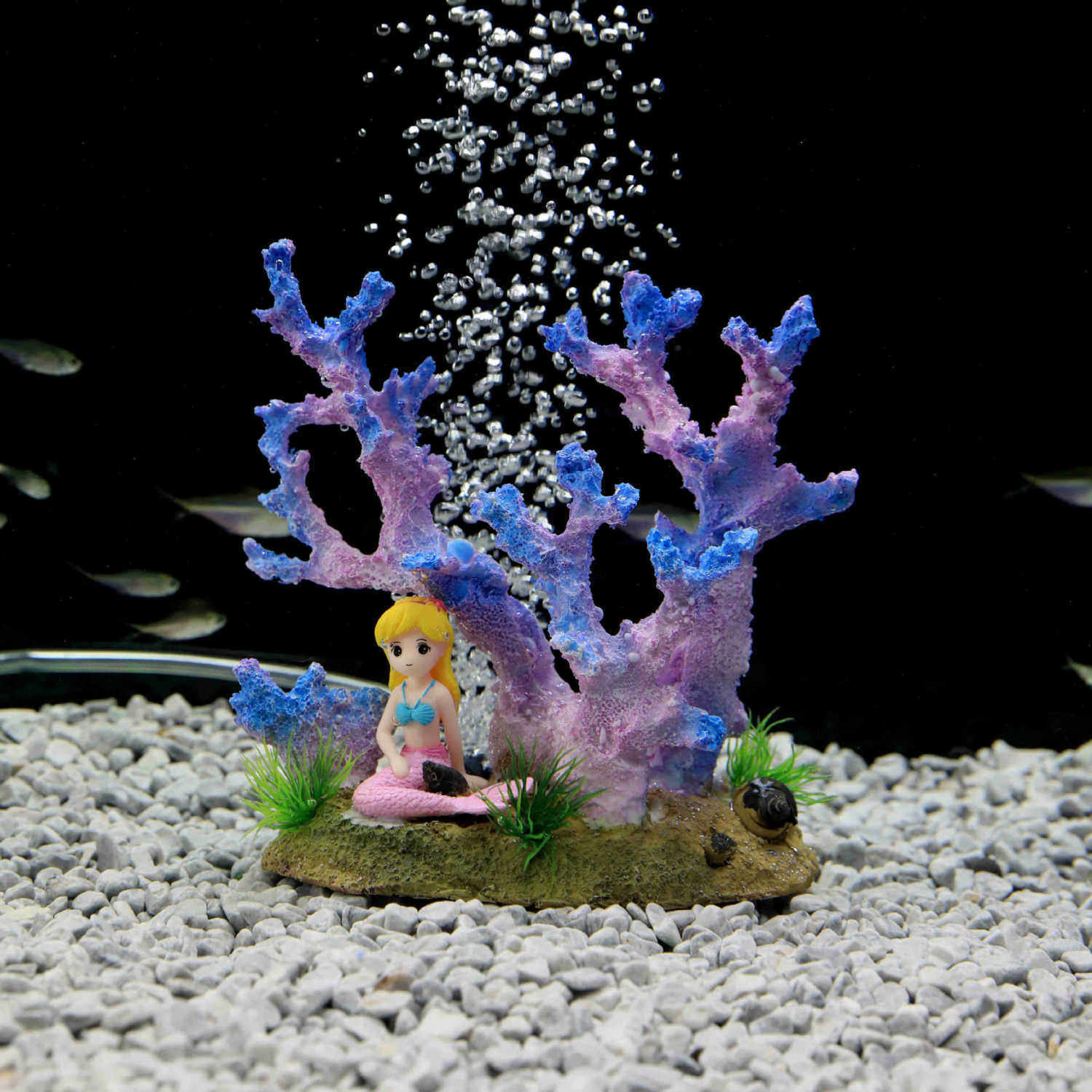 树脂假山鱼缸造景装饰水族箱仿真火山可装氧气泵家居工艺品摆件