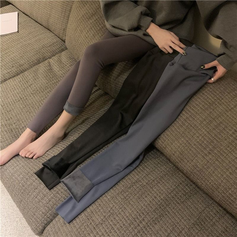 鲨鱼裤打底裤女秋冬外穿弹力芭比裤紧身瘦腿小脚裤高腰加绒保暖裤