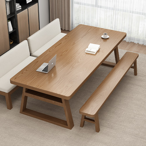 北欧实木客厅大长条书桌