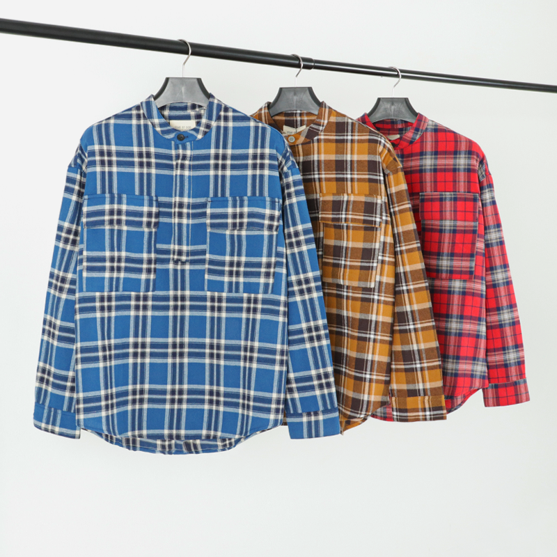 fog fear of god第六季主线潮流宽松休闲亨利领格子衬衫长袖高街