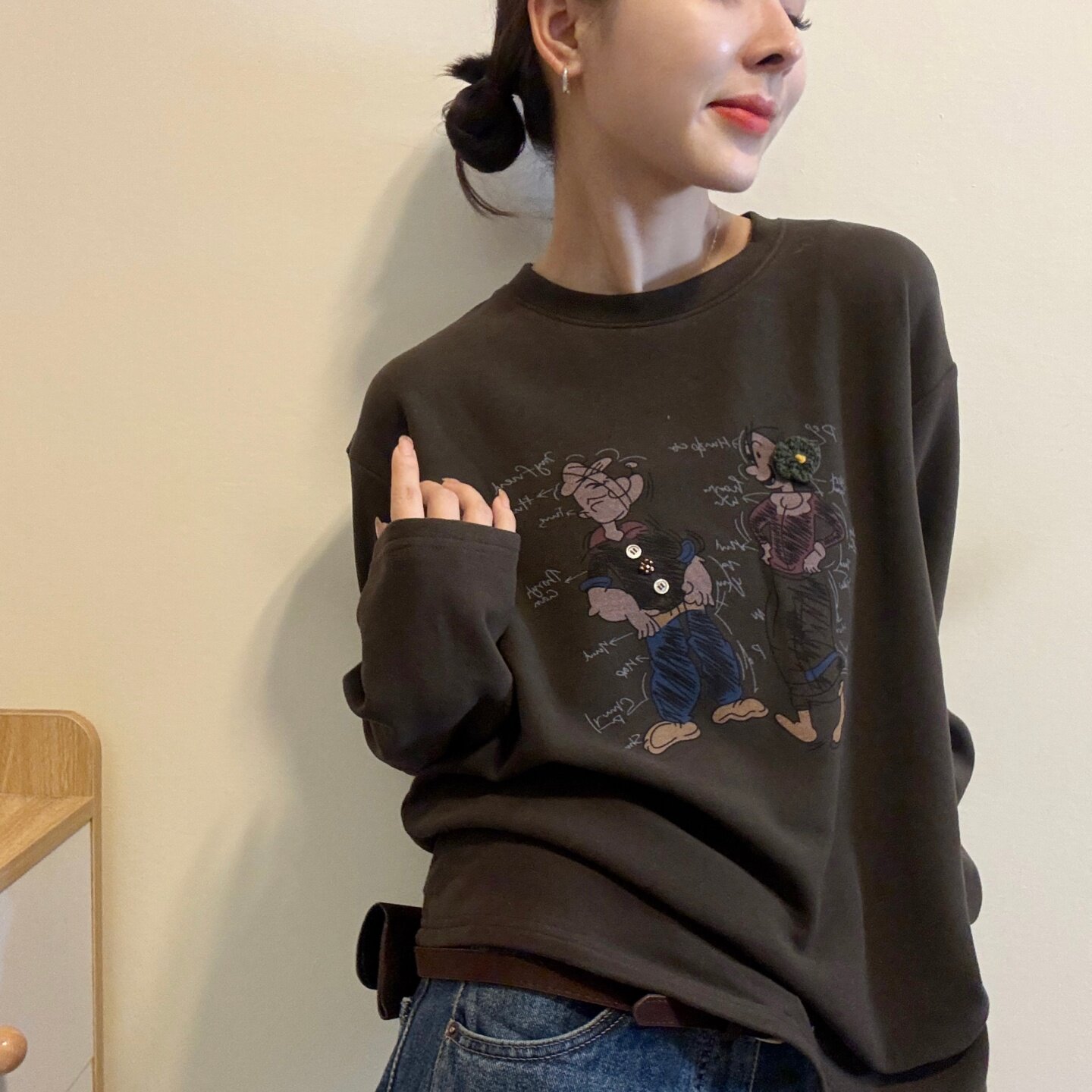 欧洲站卡通印花长袖T恤女